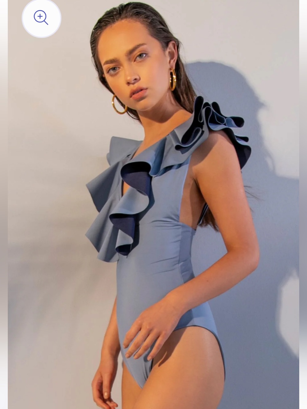 ANCORA The Storyteller Cobalt Blue Swimsuit Woman's one piece Ruffles Small